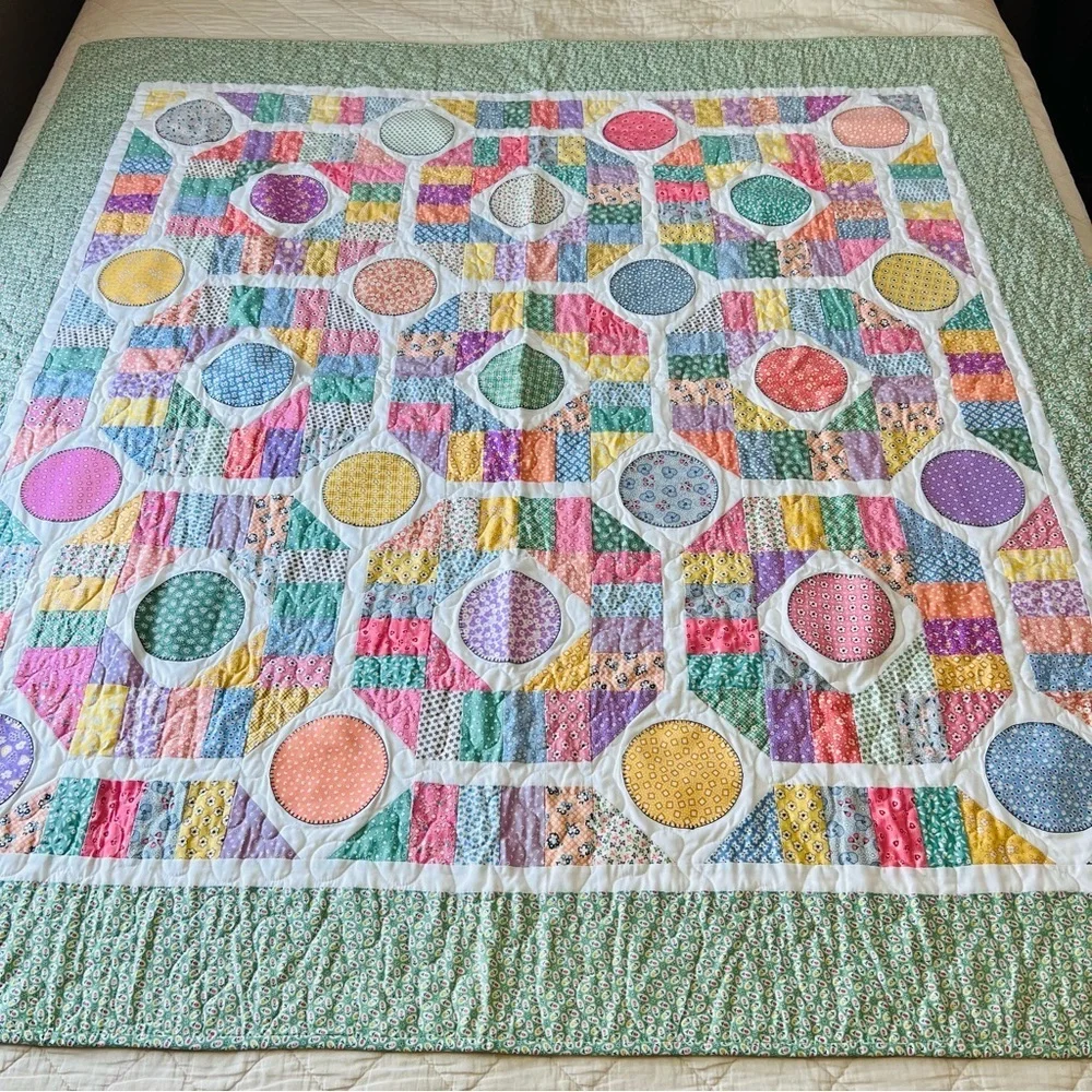 Dot to Dot Handmade Quilt – 58”x58” – 1930s Reproduction Prints